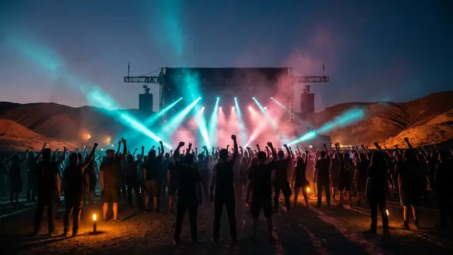 Festivalbühne bei Nacht: Erstelle dein eigenes Aftershock 2026 Musikquiz-Paket (Hitster-Style) mit Hitify