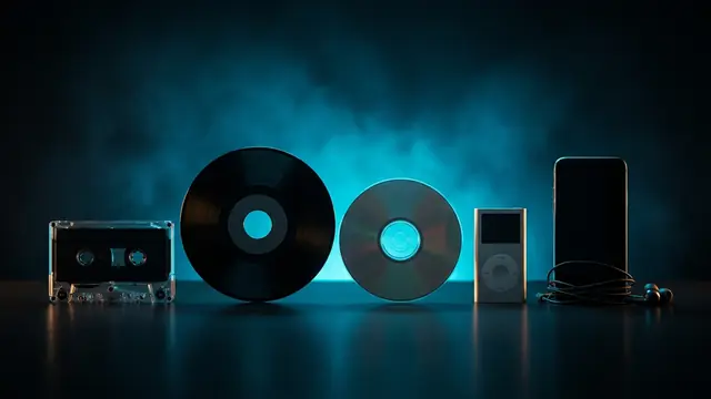 Musik, Schallwellen und Streaming in Cyan-Licht: Die Besten Songs Pro Jahrzehnt: Von Den 80ern Bis Heute