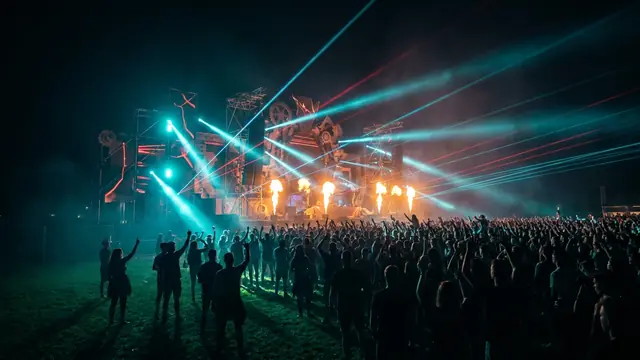 Festivalbühne bei Nacht: Erstelle dein eigenes Decibel Outdoor 2026 Musikquiz-Pack (Hitster-Style) mit Hitify