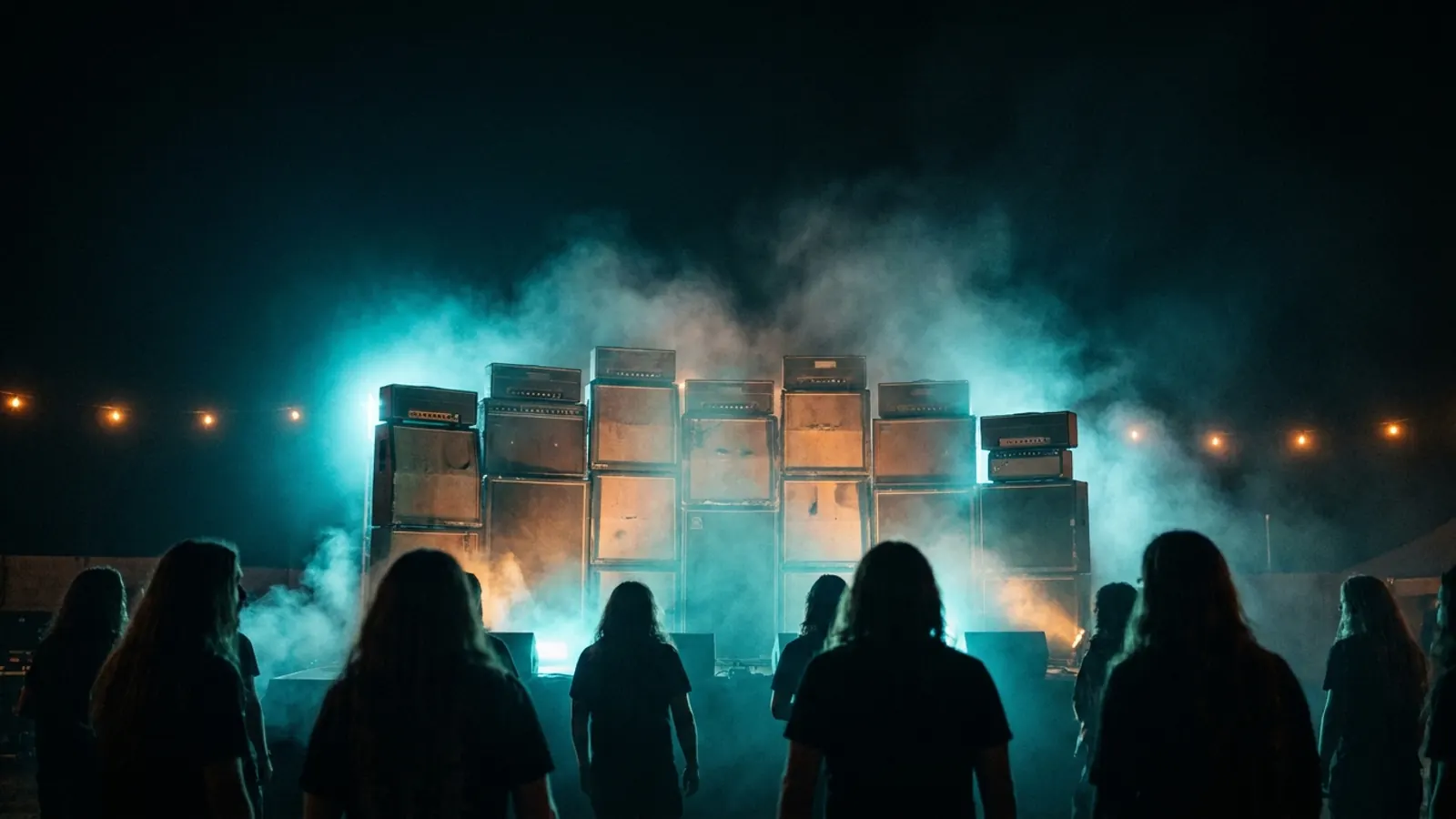 Festivalové pódium v noci: Vytvoř si vlastní balíček hudebniho kvizu Desertfest s Hitify (styl Hitster)