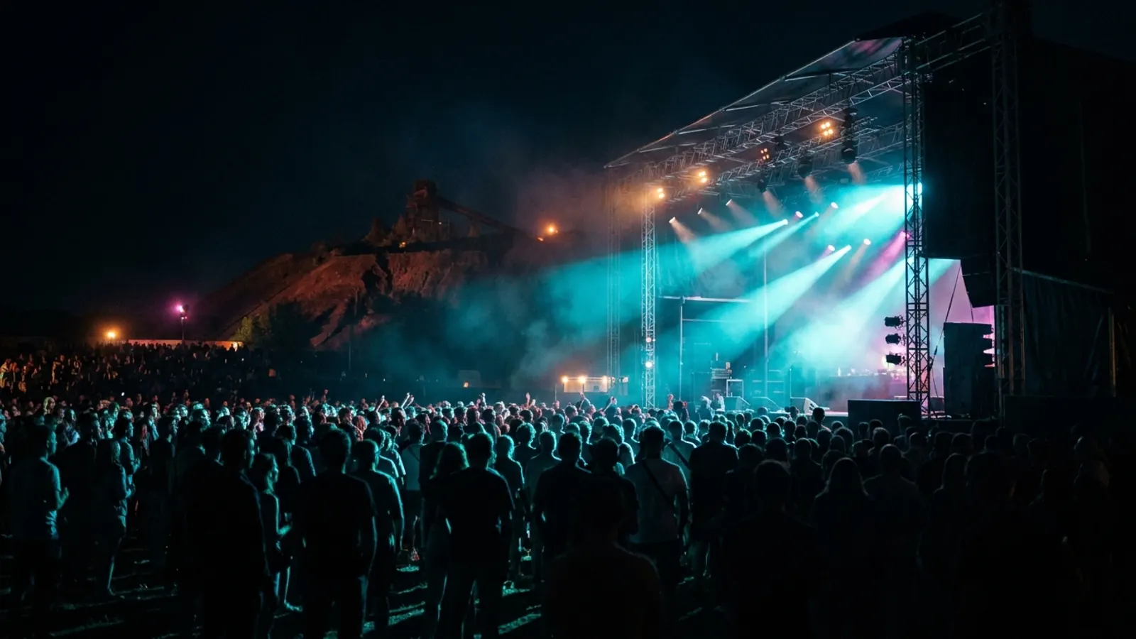 Festivalscene om natten: Lav dit eget Dour Festival 2026 musikquiz-pack (Hitster-stil) med Hitify