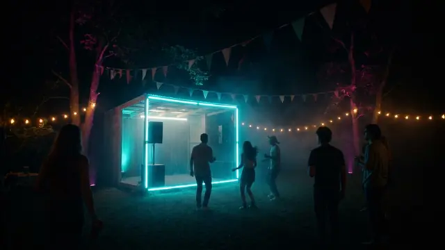 Freunde spielen ein Musikspiel auf einer Party: Festival-Musikspiele: Hol die Bühne auf deine Party
