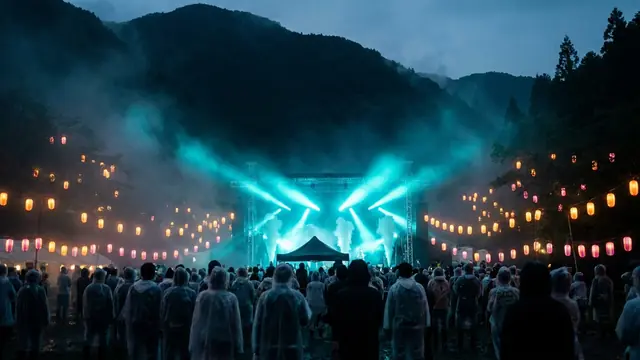 Festivalbühne bei Nacht: Erstelle dein eigenes Fuji Rock 2026 Musikquiz-Pack (Hitster-Style) mit Hitify