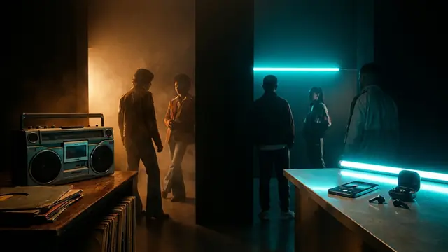Freunde spielen ein Musikspiel auf einer Party: Boomer vs Gen Z: Der Ultimative Generationen-Musikwettstreit