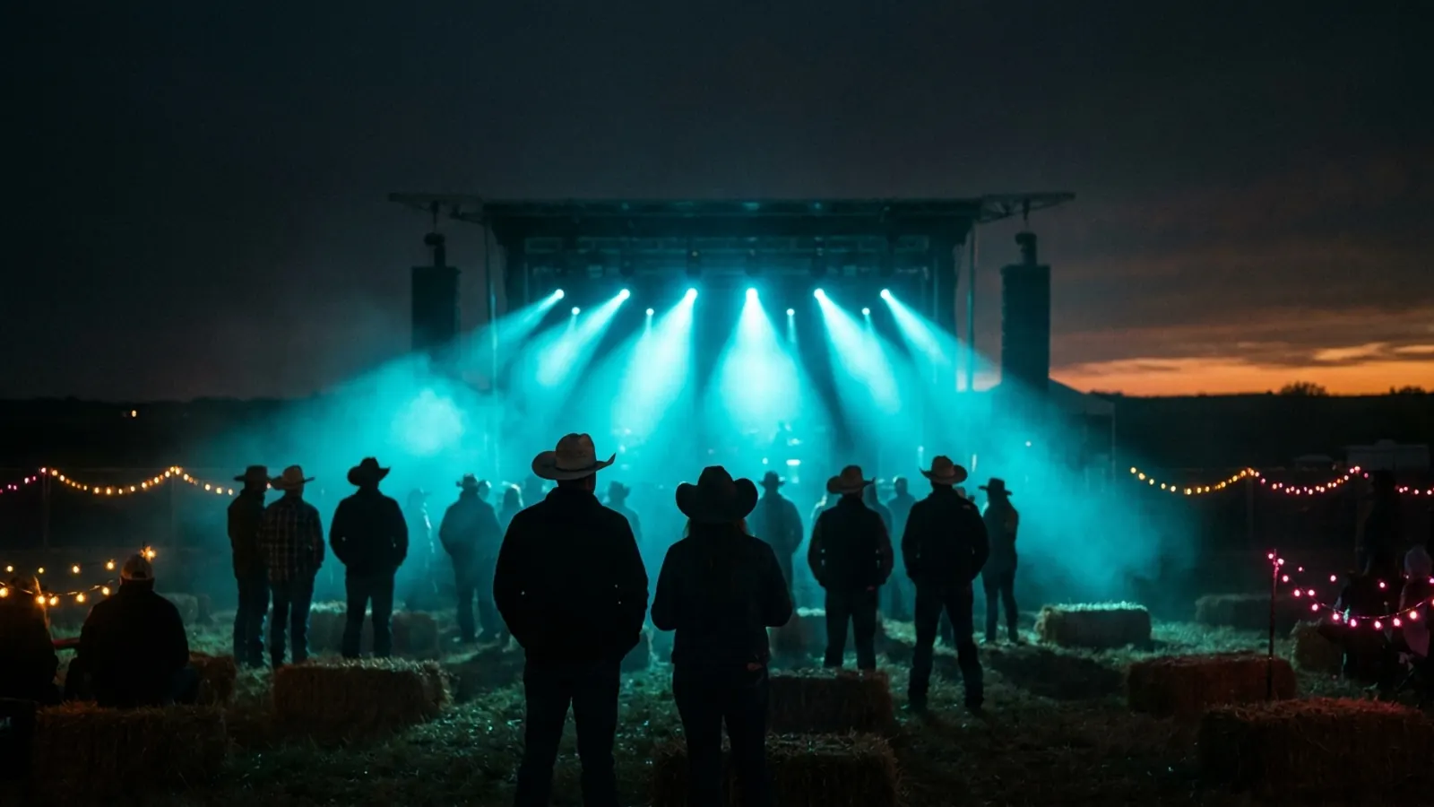 Festivalscene om natten: Lav din egen Hangtime Music Festival musikquiz-pakke (Hitster-stil) med Hitify