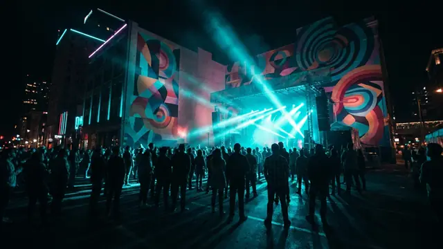 Festivalbühne bei Nacht: Erstelle dein eigenes Life Is Beautiful 2026 Musikquiz-Pack (Hitster-Style) mit Hitify