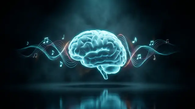 Musik, Schallwellen und Streaming in Cyan-Licht: Warum Musik-Trivia Tatsächlich Gut für Dein Gehirn Ist