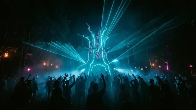 Festivalbühne bei Nacht: Erstell dein eigenes Mysteryland 2026 Musikquiz-Pack (Hitster-Style) mit Hitify