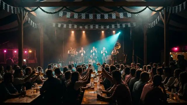 Festivalbühne bei Nacht: Erstell dein eigenes Oktoberfest 2026 Musikquiz-Pack (Hitster-Style) mit Hitify