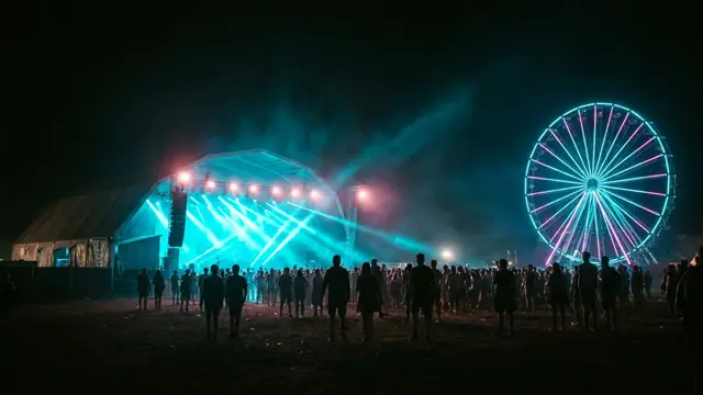 Festivalbühne bei Nacht: Erstell dein eigenes Pukkelpop 2026 Musikquiz-Pack (Hitster-Style) mit Hitify