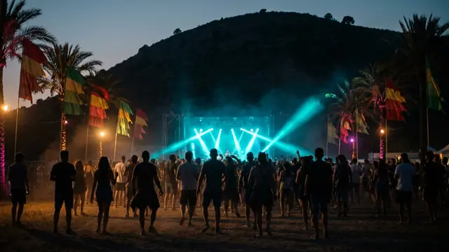 Festivalbühne bei Nacht: Erstelle dein eigenes Rototom Sunsplash 2026 Musikquiz-Pack (Hitster-Style) mit Hitify