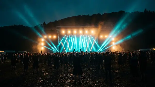 Festivalbühne bei Nacht: Erstell dein eigenes Summer Breeze Open Air 2026 Musikquiz-Pack (Hitster-Style) mit Hitify