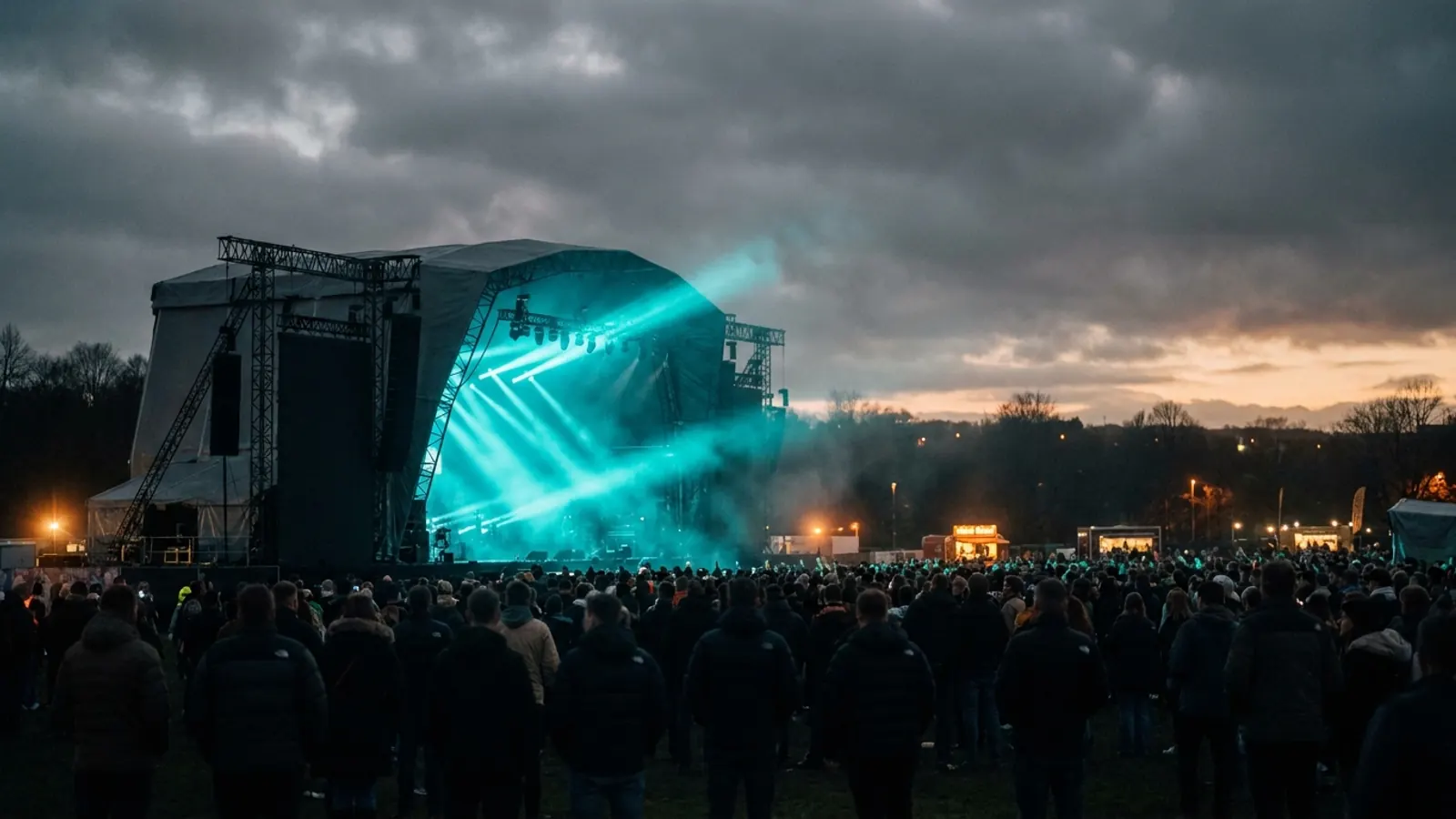 Scène de festival la nuit: Cree ton propre pack quiz musical TRNSMT 2026 avec Hitify (style Hitster)